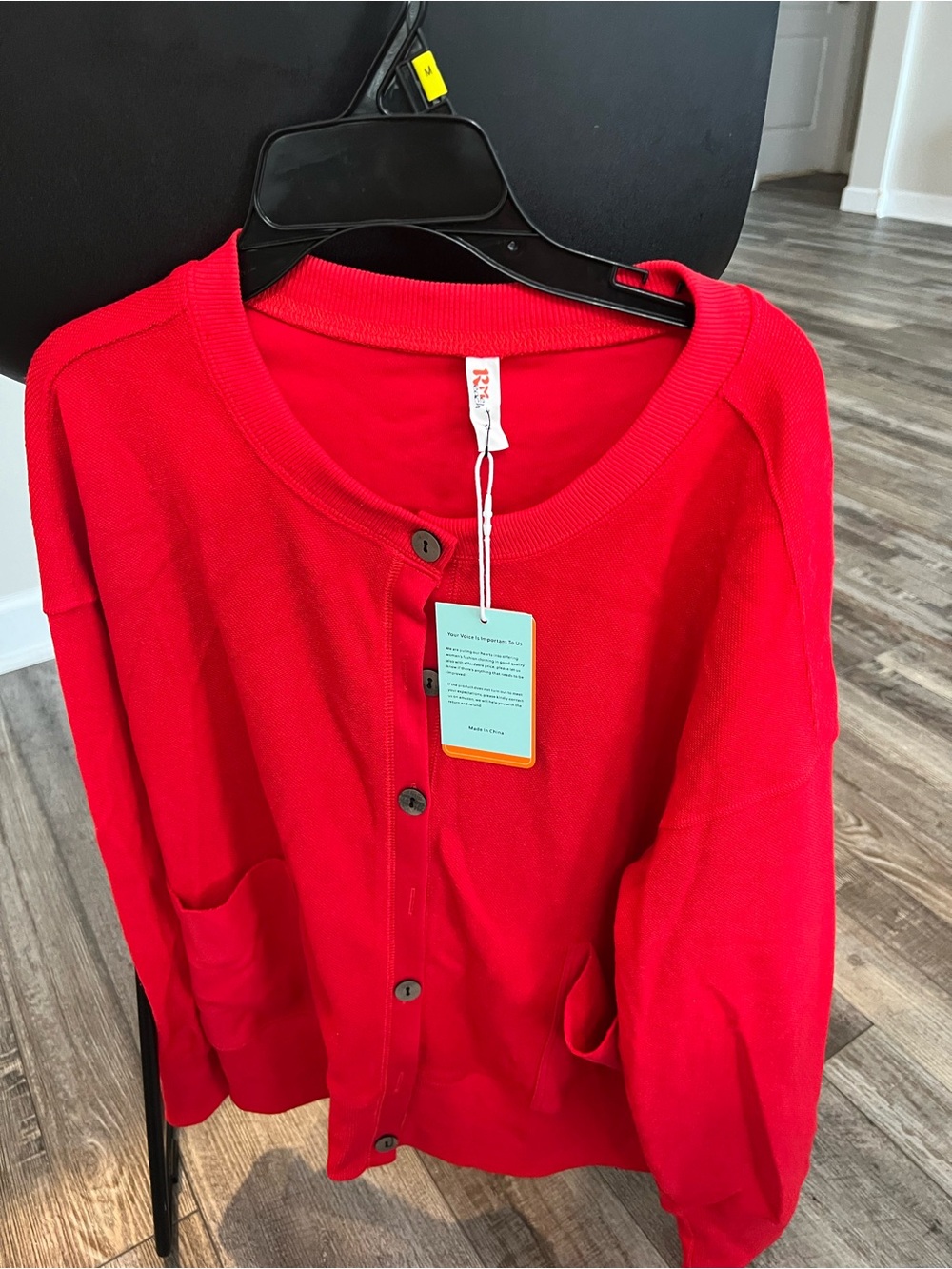 Bright Red Button-Front Women’s Cardigan Sweater